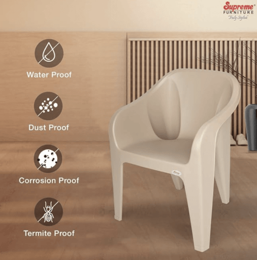 Supreme Futura Plastic Chairs for Home and Office (Set of 2, Dark Beige) - Image 2